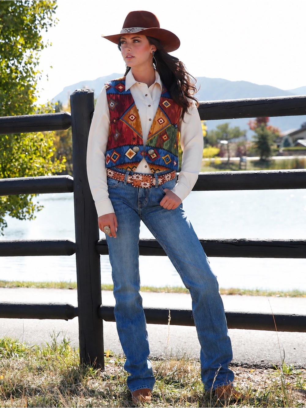 Vintage Coldwater Creek Western Vest Aztec Tribal Woven Cotton Made in Texas 998